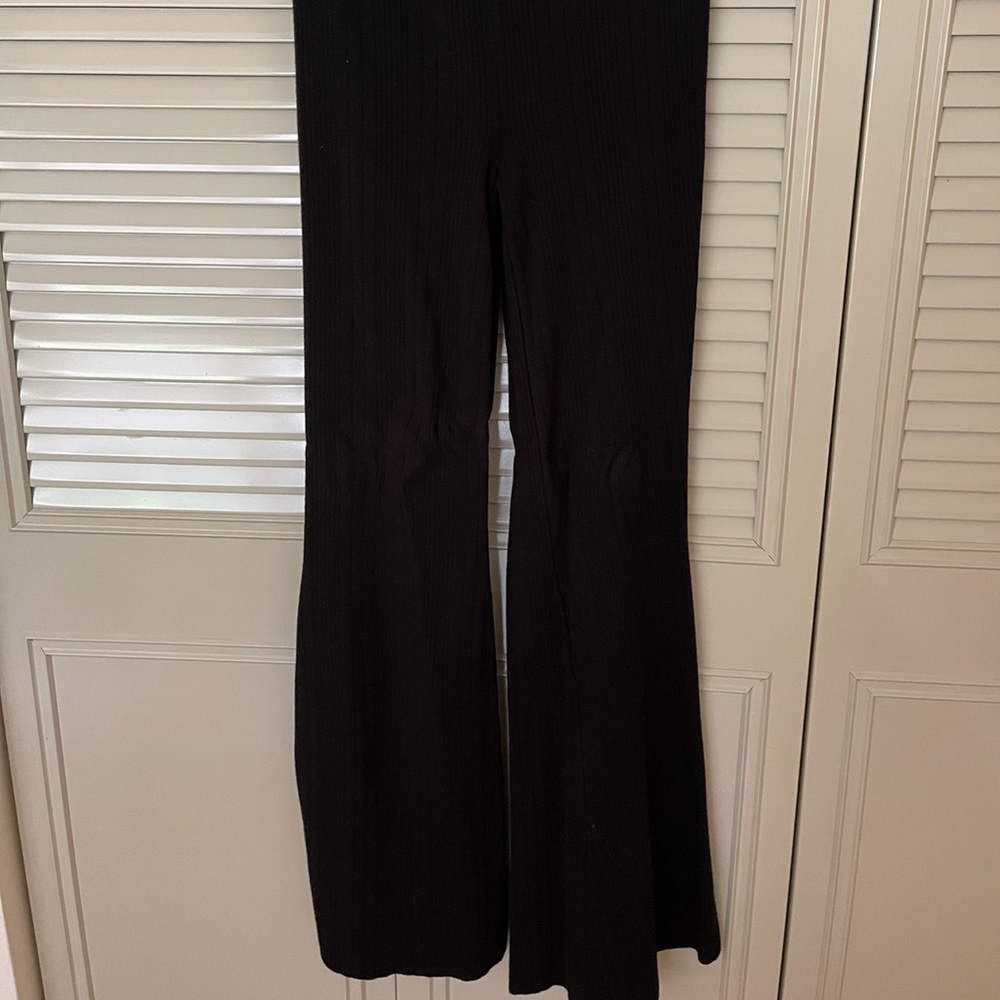 Anthropologie elastic waist ribbed flare pants
